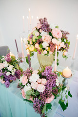 Wedding romantic dinner table settings.