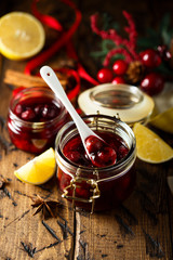Homemade cherry lemon jam, or sauce
