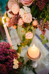 Wedding romantic dinner table settings.