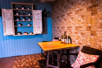 Coffee corner and warm light in the coffee shop