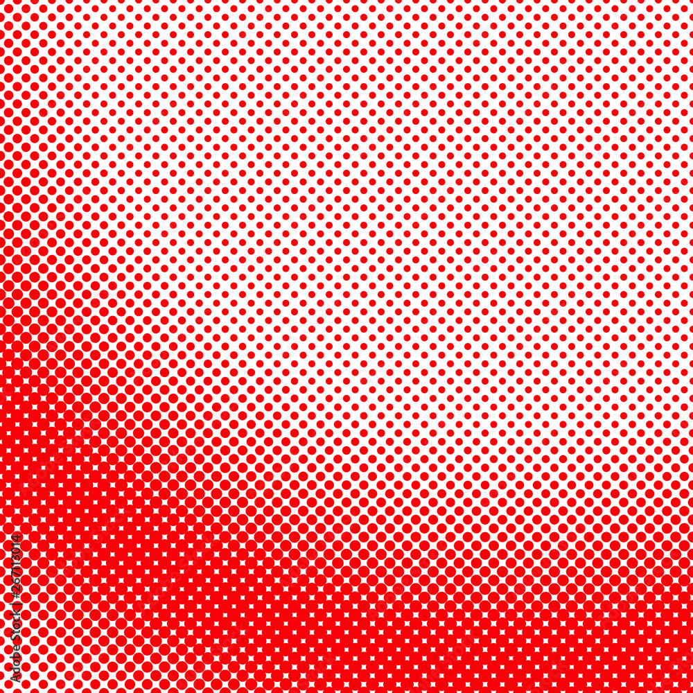 Poster red retro halftone circle pattern background - vector design from dots