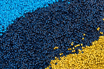 Pattern of yellow and blue polymers
