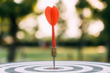Target dart and arrow with abstract nature bokeh blur background