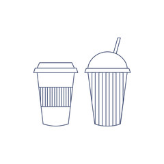 Vector coffee cups for coloring. Illustration for children coloring book