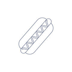 Vector hot dog for coloring. Illustration for children coloring book