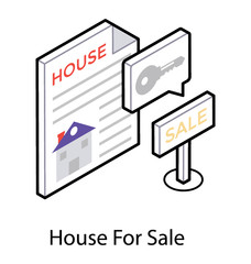 Isometric design of house for sale icon.