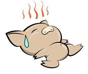 Illustrations of pig action logo on white background, Animals vector of isolated a cute pig icon