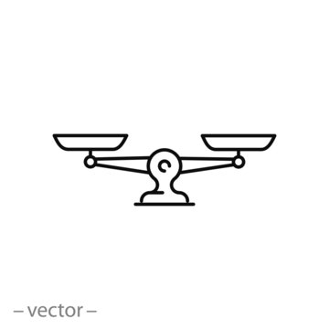 Scales icon, libra line sign on white background - editable stroke vector illustration eps10