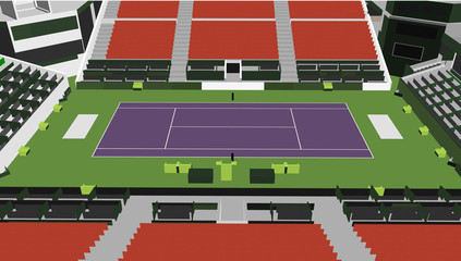 Tennis court Vector 3D white background