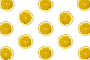 Creative pattern made of lemon. top view of fruit fresh limes slices on white background.