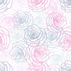 Fototapeta na wymiar Seamless pattern of multi-colored roses.