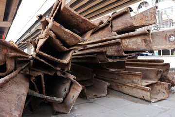 Rusty Steel Larssen Sheet Piles