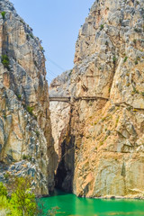 Bridge of the Caminito del Rey over the Garganta del Chorro near Malaga, Spain