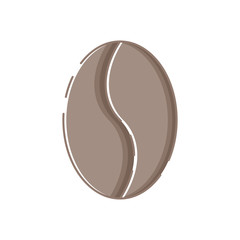 Cute isolated coffee bean. Sticker, patch, badge, pin or tattoo. White background. Flat linear style illustration. Vector.