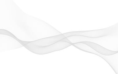 White abstract background. Fluttering white scarf. Waving on wind white fubric. 3D illustration