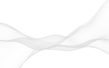 White abstract background. Fluttering white scarf. Waving on wind white fubric. 3D illustration
