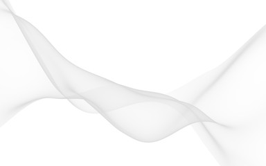 White abstract background. Fluttering white scarf. Waving on wind white fubric. 3D illustration