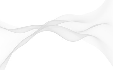 White abstract background. Fluttering white scarf. Waving on wind white fubric. 3D illustration