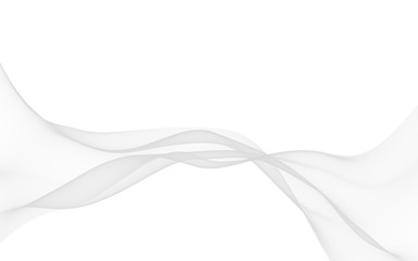 White abstract background. Fluttering white scarf. Waving on wind white fubric. 3D illustration
