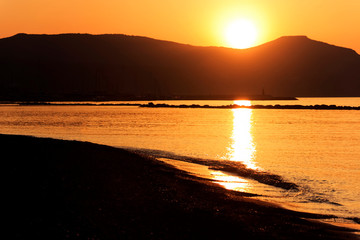 Naklejka premium Sunset at Latchi beach, Cyprus
