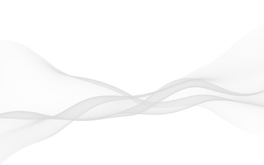 White abstract background. Fluttering white scarf. Waving on wind white fubric. 3D illustration