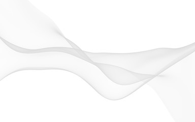 White abstract background. Fluttering white scarf. Waving on wind white fubric. 3D illustration