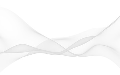 White abstract background. Fluttering white scarf. Waving on wind white fubric. 3D illustration