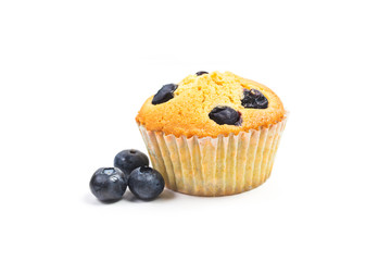Blueberry muffins on white background