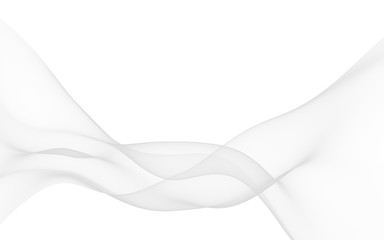 White abstract background. Fluttering white scarf. Waving on wind white fubric. 3D illustration