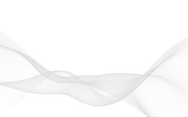 White abstract background. Fluttering white scarf. Waving on wind white fubric. 3D illustration