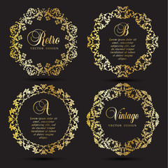 Vintage vector Set. Floral elements for design of monograms, invitations, frames, menus, labels and websites. For design of catalogs and brochures of cafes, boutiques. Retro style.