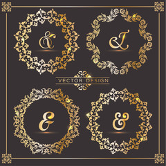 Vintage vector Set. Floral elements for design of monograms, invitations, frames, menus, labels and websites. For design of catalogs and brochures of cafes, boutiques. Retro style.