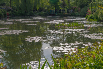 Giverny, France - 05 07 2019: The gardens of Claude Monet in Giverny. The nympheas