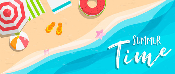 Summer time banner of tropical beach vacation