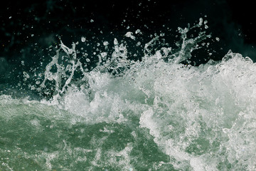 Splashes of water from the waves in the sea