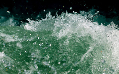Splashes of water from the waves in the sea