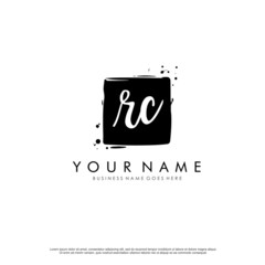 R C RC initial square logo template vector