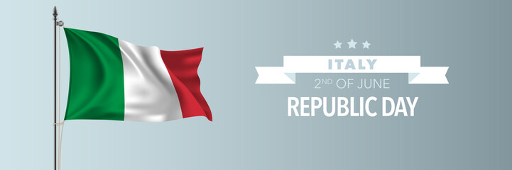 Italy happy republic day greeting card, banner vector illustration.