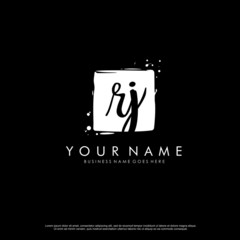 R J RJ initial square logo template vector