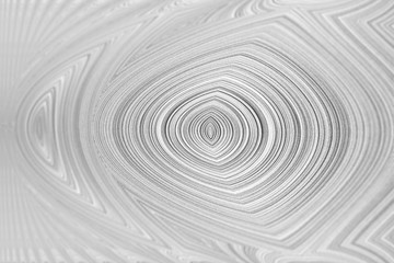 Close up of brushed spiral shape white wall texture for background. Wood texture of cutted tree trunk. In shades of gray. 3D