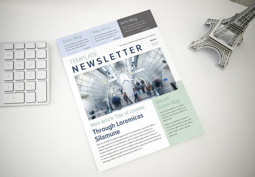Newsletter with Mint Green and Blue Accents