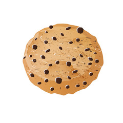 Milk and cookies illustration, chocolate chip