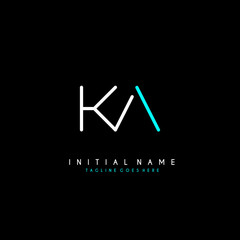 Initial K A KA minimalist modern logo identity vector - obrazy, fototapety, plakaty