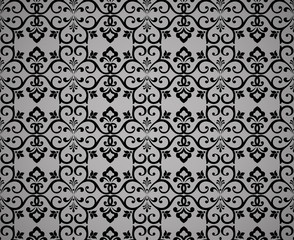 Wallpaper in the style of Baroque. Seamless vector background. Black floral ornament. Graphic pattern for fabric, wallpaper, packaging. Ornate Damask flower ornament