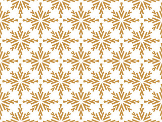 Abstract geometric pattern with lines, snowflakes. A seamless vector background. White and gold texture. Graphic modern pattern