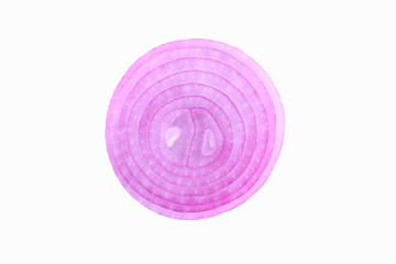 Shallot slice on white background, Red onion cut half texture background