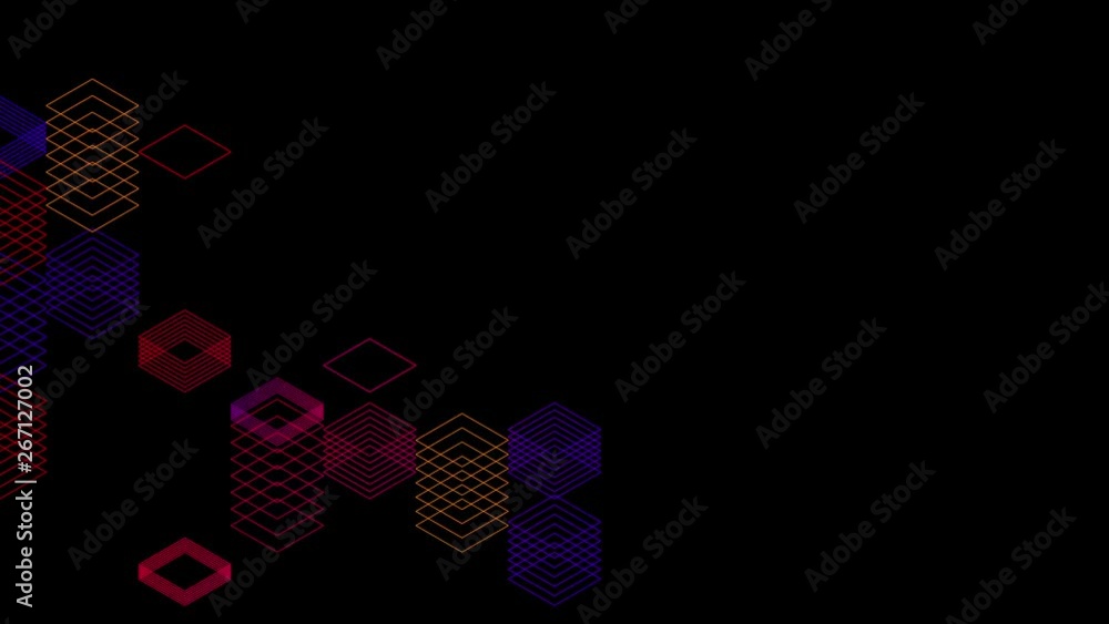 Aufkleber abstract line 3d virtual isometric square lighting moving, blockchain technology network digital dat