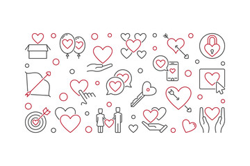 Obsessive Love vector concept illustration or banner in outline style