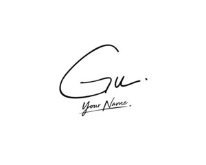 G U GU Signature initial logo template vector