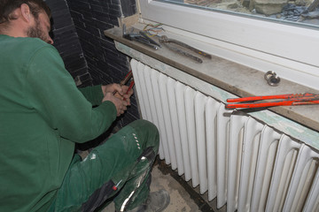 Heating plumber disassembled central heating